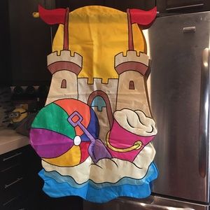 Vtg HOUSE FLAG SAND CASTLE BEACH BALL 30" x 45" Yard Garden Double-Side 1999 NEW